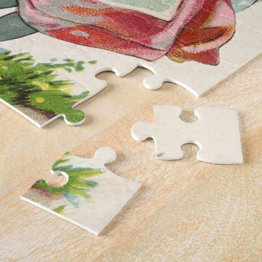 ヴィンテージ小さな女の子ダンスとバニーイースターエッグ ジグソーパズル (側面)