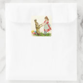 ヴィンテージ小さな女の子ダンスウィズバニーイースターエッグ スクエアシール (バッグ)