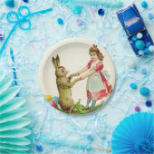 ヴィンテージ小さな女の子ダンスウィズバニーイースターエッグ ペーパープレート (パーティー)