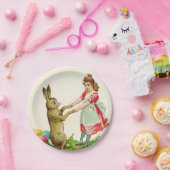 ヴィンテージ小さな女の子ダンスウィズバニーイースターエッグ ペーパープレート (パーティー)