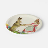 ヴィンテージ小さな女の子ダンスウィズバニーイースターエッグ ペーパープレート (アングル)