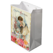 ヴィンテージ小さな女の子ハッピーイースター卵 ミディアムペーパーバッグ (裏面アングル)