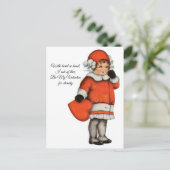 ヴィンテージ小さな女の子ハートインハンドバレンタイン ポストカード (スタンド正面)