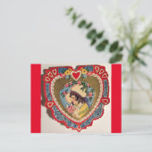 ヴィンテージ小さな女の子ハートバレンタイン ポストカード (スタンド正面)