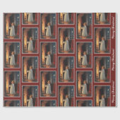 ヴィンテージ小さな女の子バイ暖炉クリスマスホリデー ラッピングペーパー (フラット)