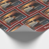 ヴィンテージ小さな女の子バイ暖炉クリスマスホリデー ラッピングペーパー (角)