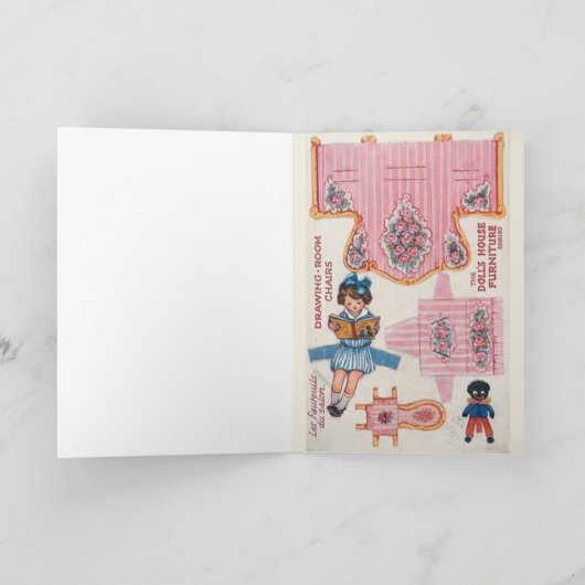 ヴィンテージ小さな女の子ベビー紙人形アートカード カード (内部)