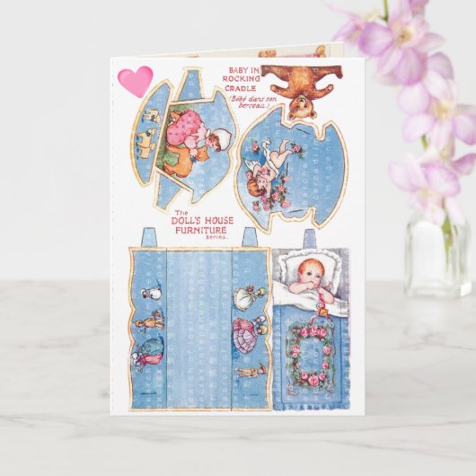 ヴィンテージ小さな女の子ベビー紙人形アートカード カード (蘭)