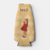 ヴィンテージ小さな女の子レッドドレスアップル ボトルクーラー (正面)