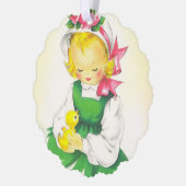 ヴィンテージ小さな女の子レトロかわいい オーナメントカード (左)