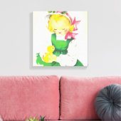 ヴィンテージ小さな女の子レトロかわいい キャンバスプリント (インサイチュ (リビング))