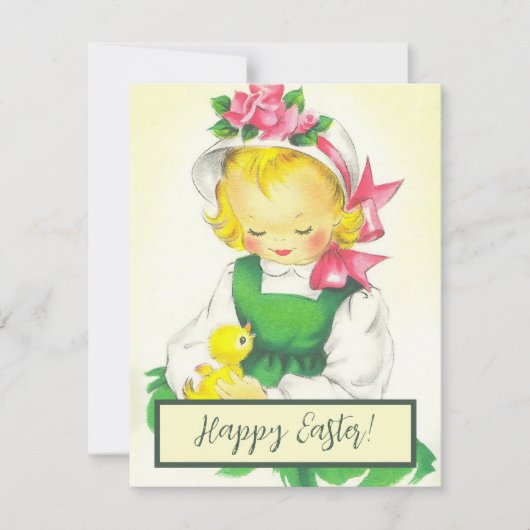 ヴィンテージ小さな女の子レトロかわいい シーズンカード (正面)