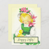 ヴィンテージ小さな女の子レトロかわいい シーズンカード (正面/裏面)