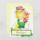 ヴィンテージ小さな女の子レトロかわいい シーズンカード (正面/裏面)