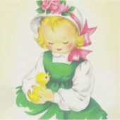 ヴィンテージ小さな女の子レトロかわいい シール (正面)