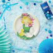 ヴィンテージ小さな女の子レトロかわいい ペーパープレート (パーティー)