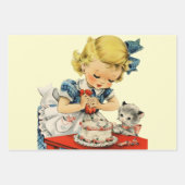 ヴィンテージ小さな女の子レトロかわいい ラッピングペーパーシート (正面3)