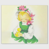 ヴィンテージ小さな女の子レトロかわいい ラッピングペーパー (フラット)