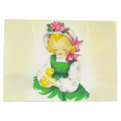 ヴィンテージ小さな女の子レトロかわいい ラージペーパーバッグ (裏面)