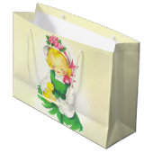 ヴィンテージ小さな女の子レトロかわいい ラージペーパーバッグ (正面アングル)