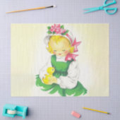 ヴィンテージ小さな女の子レトロかわいい 薄葉紙 (クラフト)