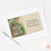 ヴィンテージ小さな女の子付きベビー人形蔵書票 長方形シール (封筒)