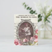 ヴィンテージ小さな女の子歌手の写真はがき ポストカード (スタンド正面)