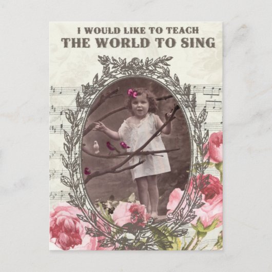 ヴィンテージ小さな女の子歌手の写真はがき ポストカード (正面)