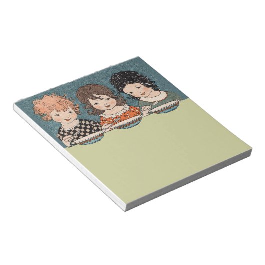ヴィンテージ小さな女の子食べズスープスリーシスターズ ノートパッド (アングル)