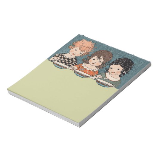ヴィンテージ小さな女の子食べズスープスリーシスターズ ノートパッド (回転)