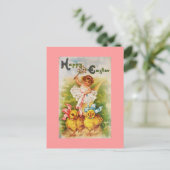 ヴィンテージ小さな女の子&イースターチックス シーズンポストカード (スタンド正面)