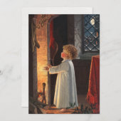 ヴィンテージ小さな女の子（暖炉クリスマス） シーズンカード (正面/裏面)