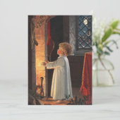 ヴィンテージ小さな女の子（暖炉クリスマス） シーズンカード (スタンド正面)