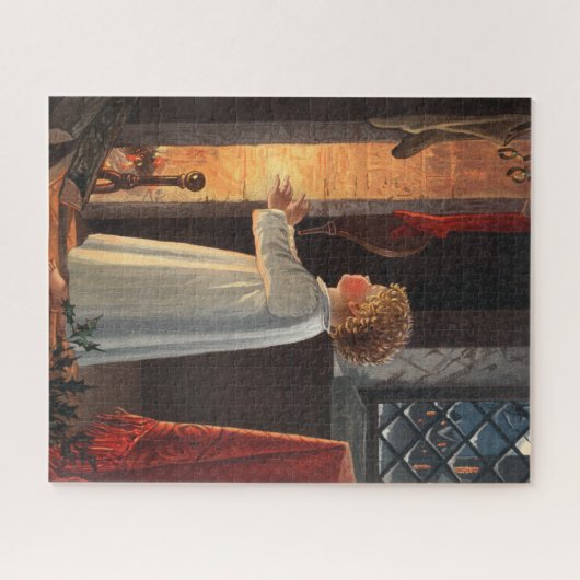 ヴィンテージ小さな女の子(暖炉クリスマス) ジグソーパズル (横)