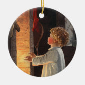 ヴィンテージ小さな女の子(暖炉クリスマス) セラミックオーナメント (正面)
