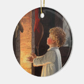 ヴィンテージ小さな女の子(暖炉クリスマス) セラミックオーナメント (左)