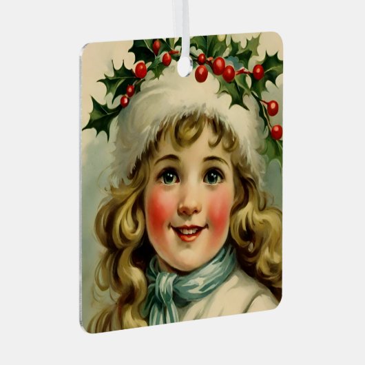 ヴィンテージ小さな女の子(母趾付) メタルオーナメント (正面右)
