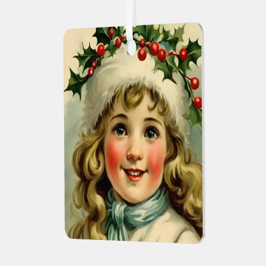ヴィンテージ小さな女の子（母趾付） メタルオーナメント (正面左)
