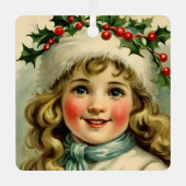 ヴィンテージ小さな女の子（母趾付） メタルオーナメント (正面)