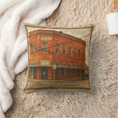 ヴィンテージ小さな町のレンガ銀行テキサス州 クッション (ブランケット)