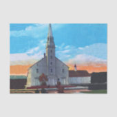 ヴィンテージ小さな町ホワイトクリスチャン教会 薄葉紙 (正面)