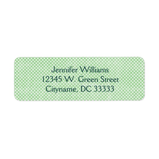 ヴィンテージ小さな緑と白のドットパーソナライズされた ラベル (正面)