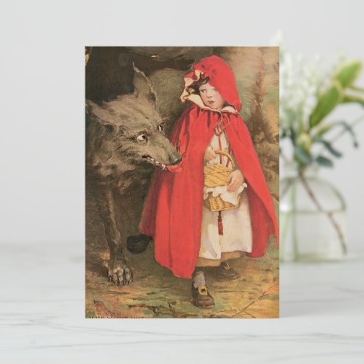 ヴィンテージ小さな赤い乗馬フードと大きな悪い狼 (スタンド正面)