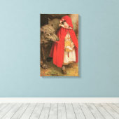 ヴィンテージ小さな赤い乗馬フードと大きな悪い狼 キャンバスプリント (インサイチュ (ウッドフロア))