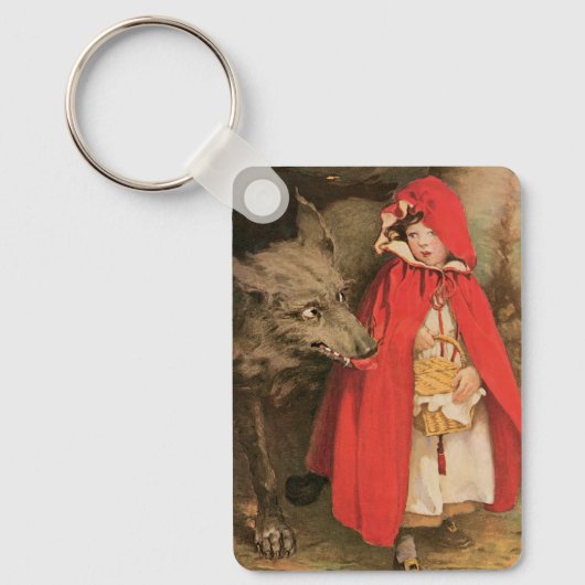 ヴィンテージ小さな赤い乗馬フードと大きな悪い狼 キーホルダー (正面)