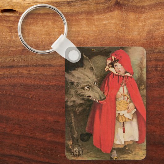 ヴィンテージ小さな赤い乗馬フードと大きな悪い狼 キーホルダー (正面)