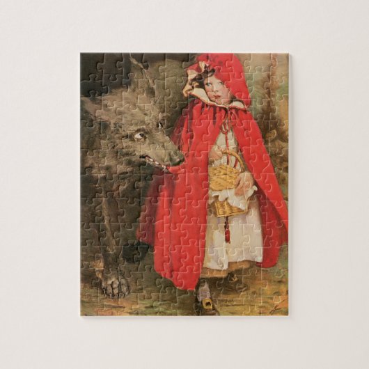 ヴィンテージ小さな赤い乗馬フードと大きな悪い狼 ジグソーパズル (縦)