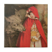 ヴィンテージ小さな赤い乗馬フードと大きな悪い狼 タイル (正面)