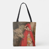 ヴィンテージ小さな赤い乗馬フードと大きな悪い狼 トートバッグ (裏面)