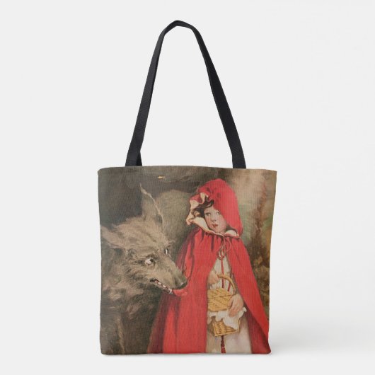 ヴィンテージ小さな赤い乗馬フードと大きな悪い狼 トートバッグ (裏面)